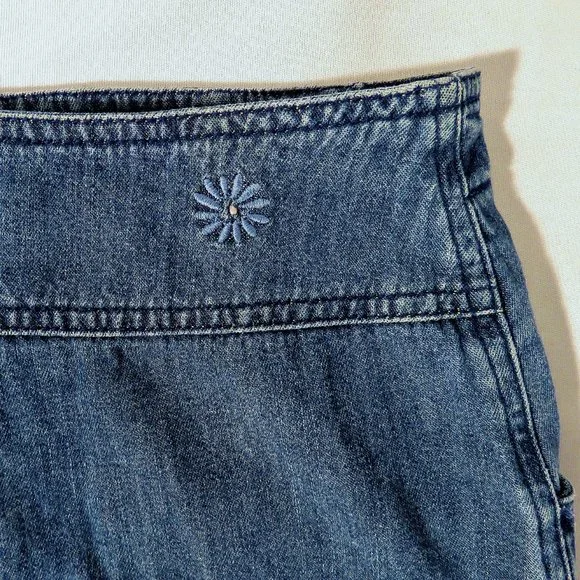 Vintage WOOLRICH Size 8 Denim A-Line Skirt Zip Button Front with Pockets - Picture 3 of 4